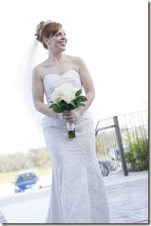 Monica walking down aisle