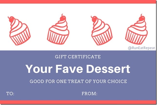 Runner gift certificate Dessert