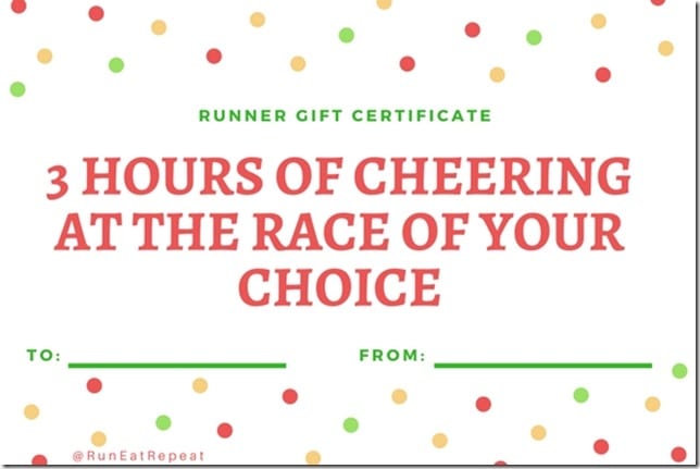 Runner gift certificate Race Cheering