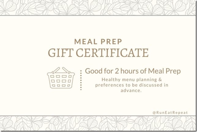 runner gift certificate meal prep