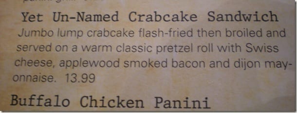 menu info crab cake