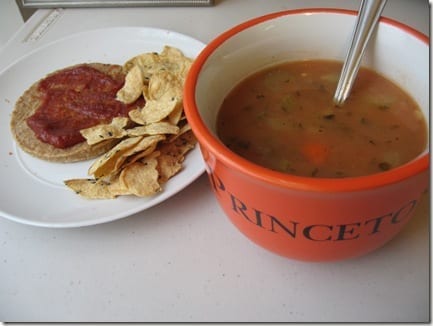 soup and veggie burger