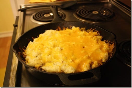 Shepherd's Pie in a cast iron skillet