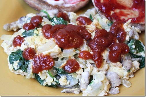 egg scramble with ketchup