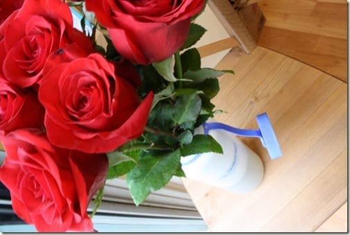 flowers in water bottle