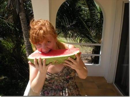 monica with watermelon