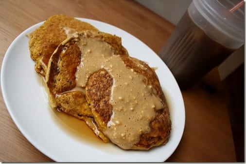 pancakes and iced coffee