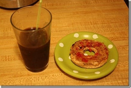 bagel and iced coffee