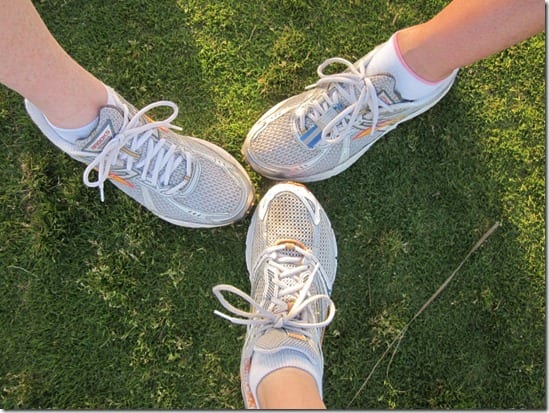 three running shoes