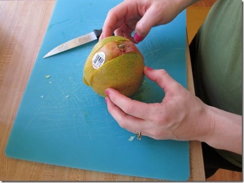 cutting a mango