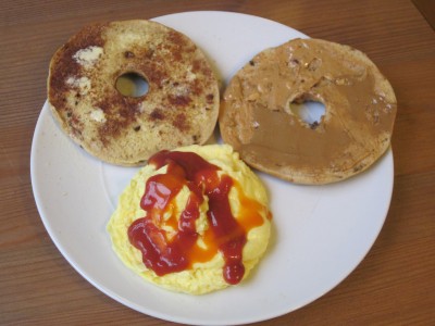 bagel and eggs
