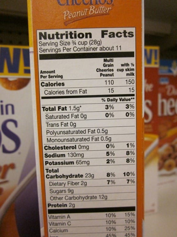 captain crunch nutrition label