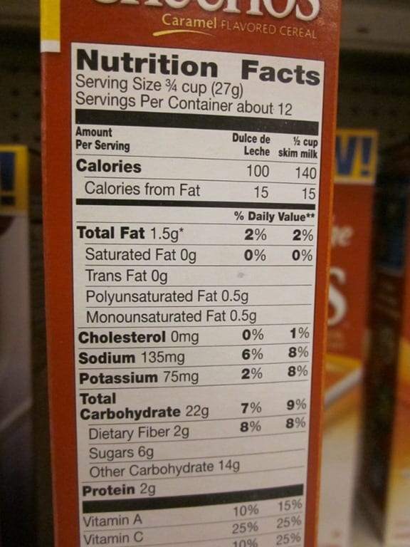 Chocolate Cheerios Nutrition Label - Label Ideas