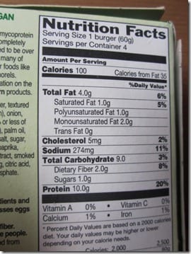 quorn nutritional info