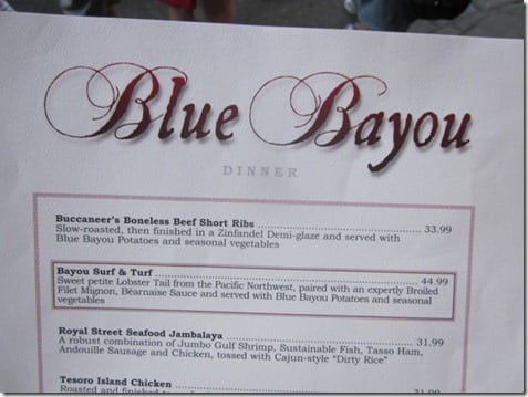 blue bayou menu with prices