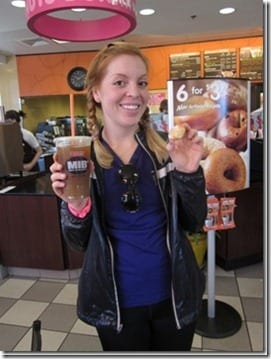 monica with dunkin donuts