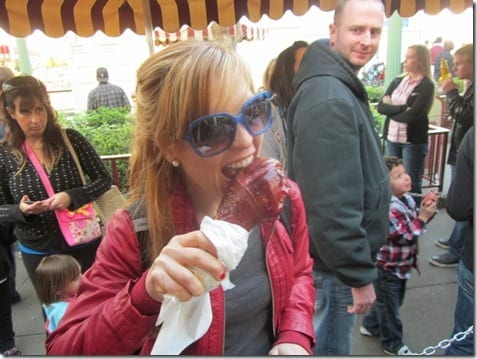 eating a turkey leg at disneyland