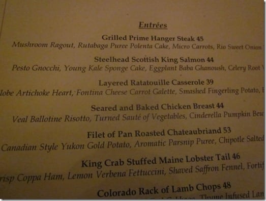 Club 33 menu