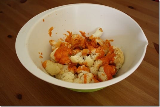 cauliflower with buffalo wing sauce