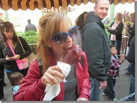 eating a turkey leg at disneyland