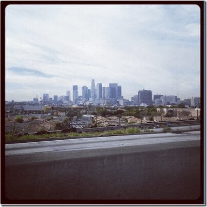 downtown la from the freeway
