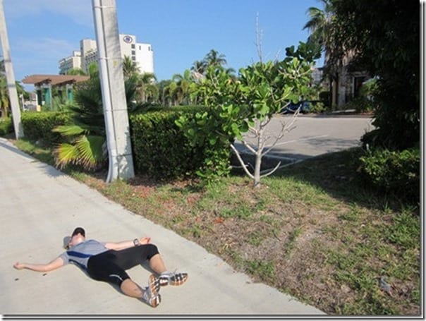 running on the sidewalk