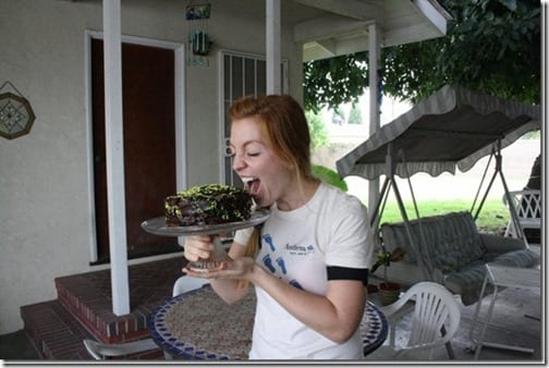 eating chocolate cake face