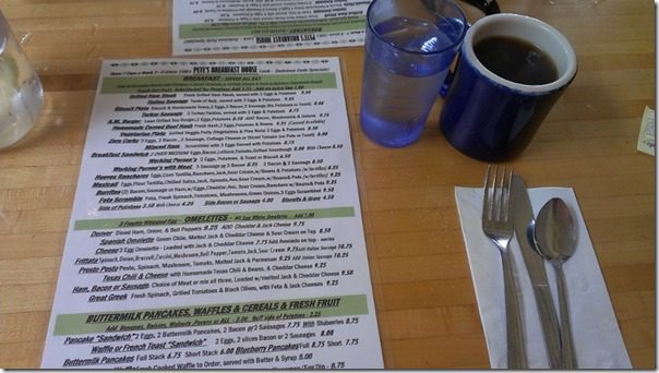 Pete’s Breakfast House menu