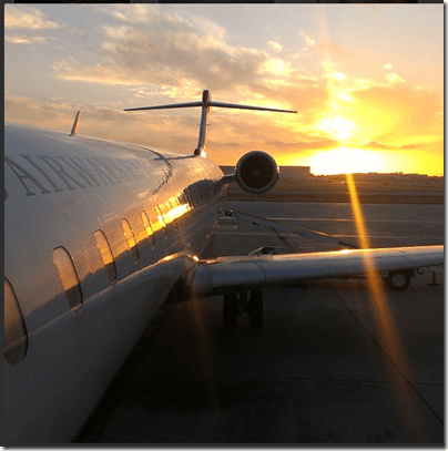 sunset and an airplane