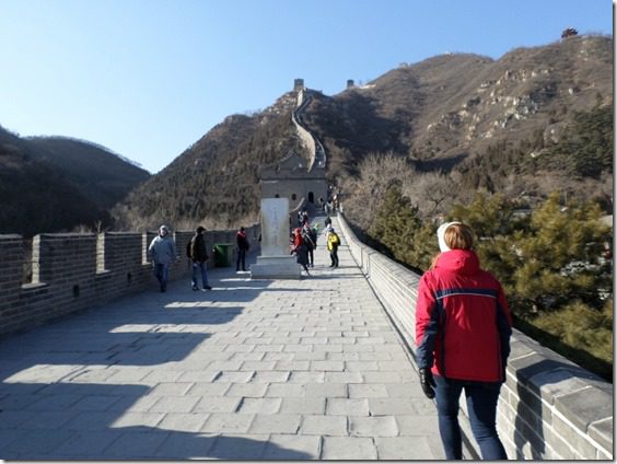 walking along the great wall of china