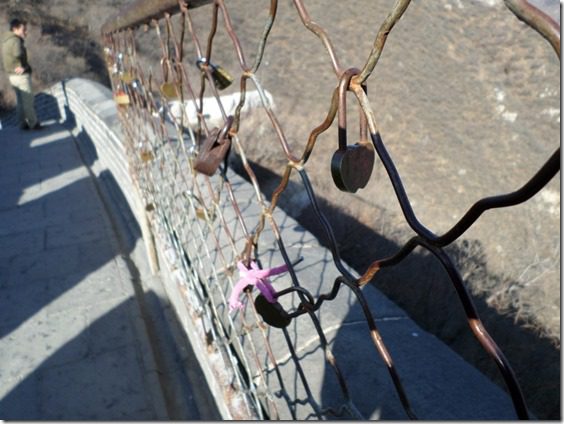 locks on the fence at the great wall of china