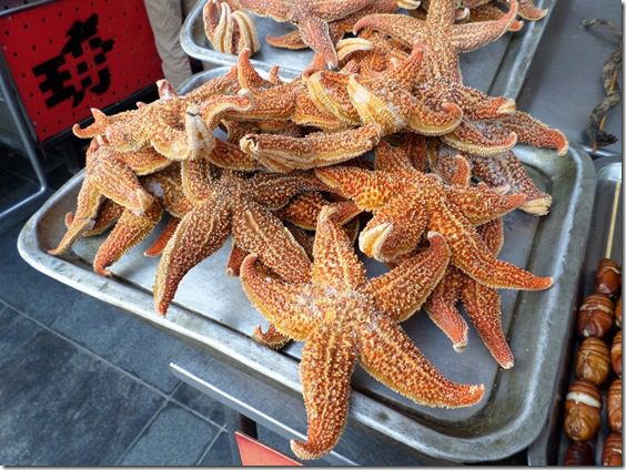 eating starfish in china on snack street