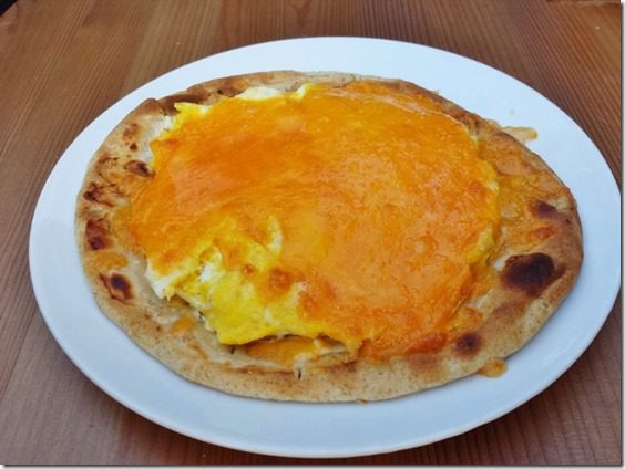 breakfast pizza with laughing cow cheese on a wrap (800x600)