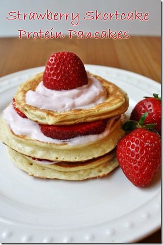 strawberry shortckae protein pancakes recipe