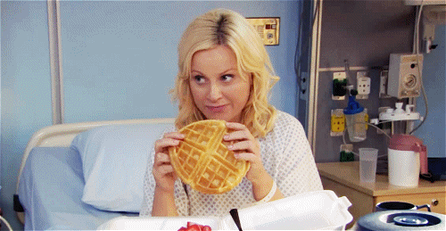 eating waffles in bed