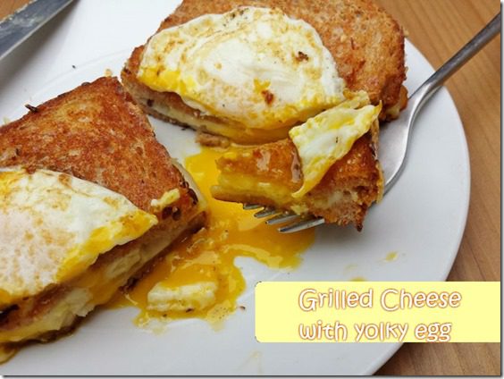 grilled cheese with over easy egg yolk 