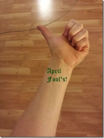 new wrist tattoo april fools joke