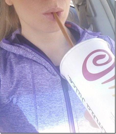 sipping on jamba juice veggie smoothie (450x800)