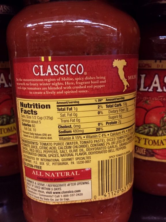 Classico Pasta Sauce Nutritional Information – Runners High Nutrition