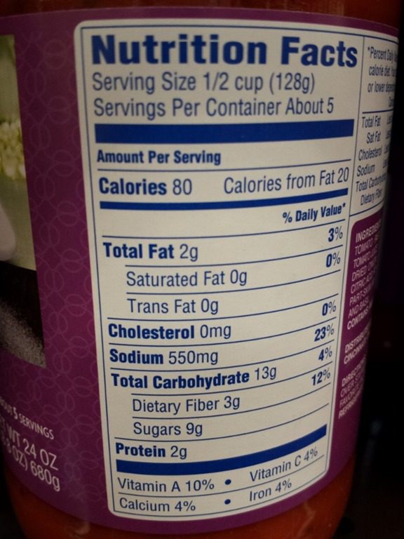 sauce tomato sugar low ingredients spaghetti nutrition label sodium calories fat marinara fiber saturated info recipe tip loss weight overall