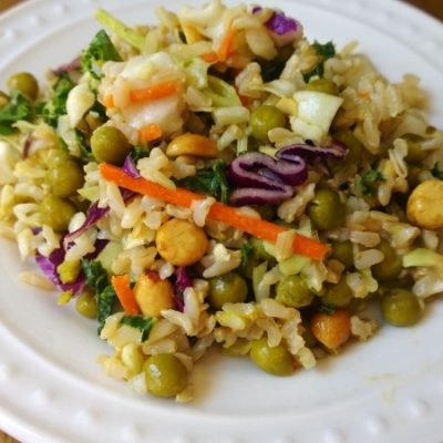 20 Minute Dinner Recipe – Brown Rice Salad with Peanut Sauce