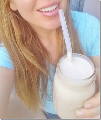 sipping a peanut butter protein smoothie (450x800)