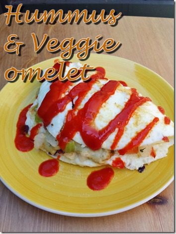 hummus and veggie omelet 