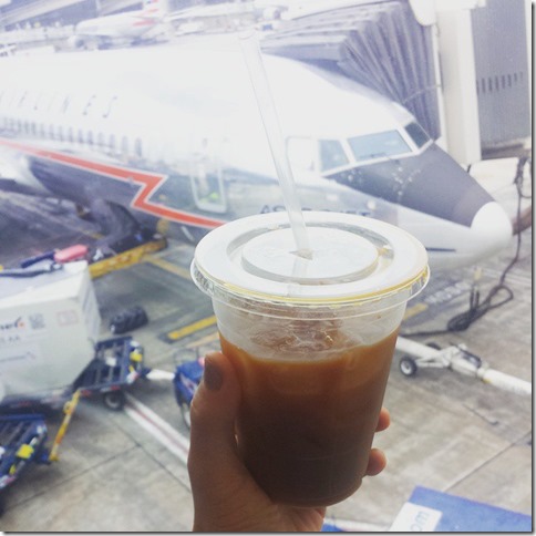 iced coffee at airport