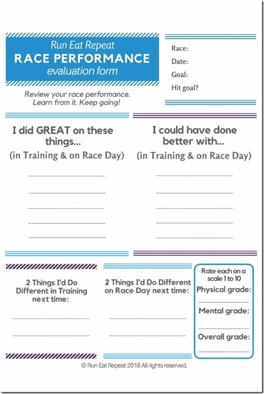 Race Performance Evaluation Form Run Eat Repeat (534x800)