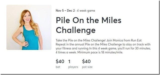 Pile on the Miles Run Bet page