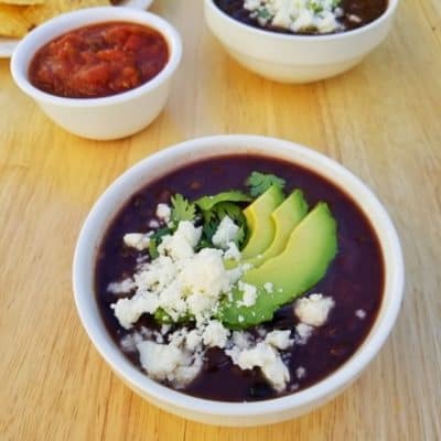 3 Ingredient Black Bean Soup with Cotija Cheese