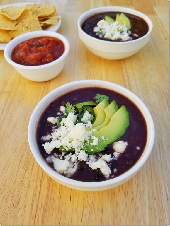 easy black bean soup with California cotija cheese 7