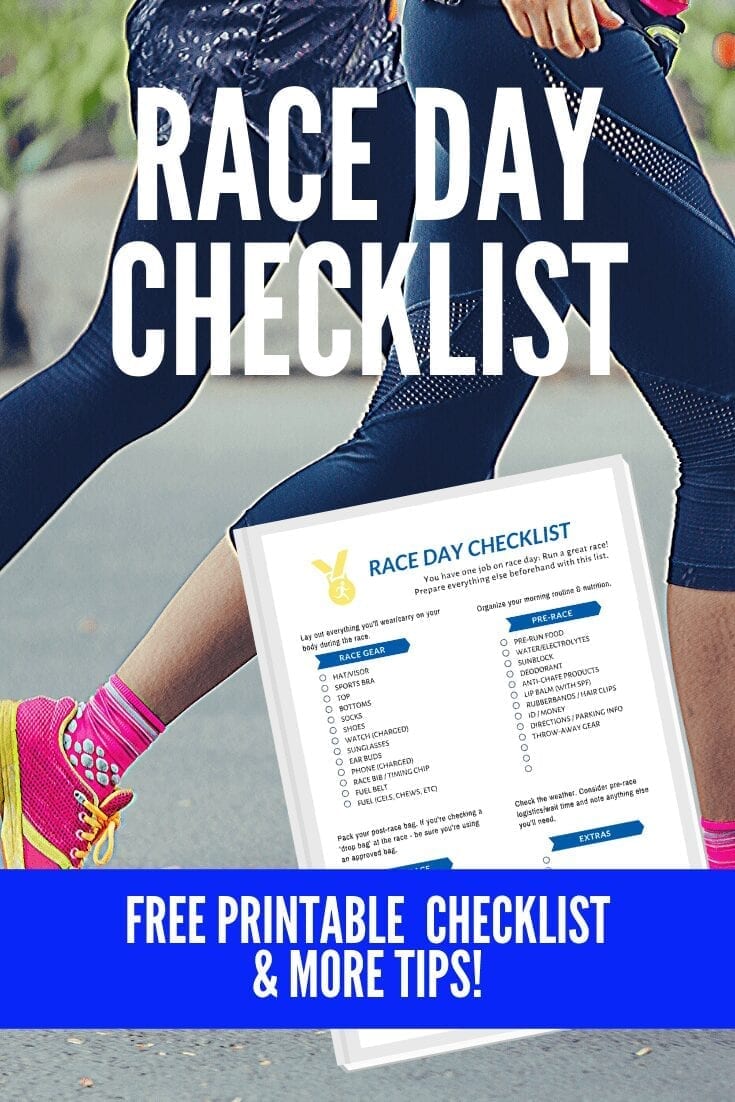 Race Day Morning Prep and Checklist Printable free pdf