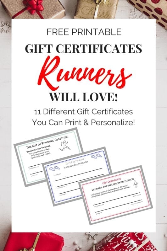 Gift Certificates for Runners - FREE Printable of 11 Different Options! - Run Eat Repeat